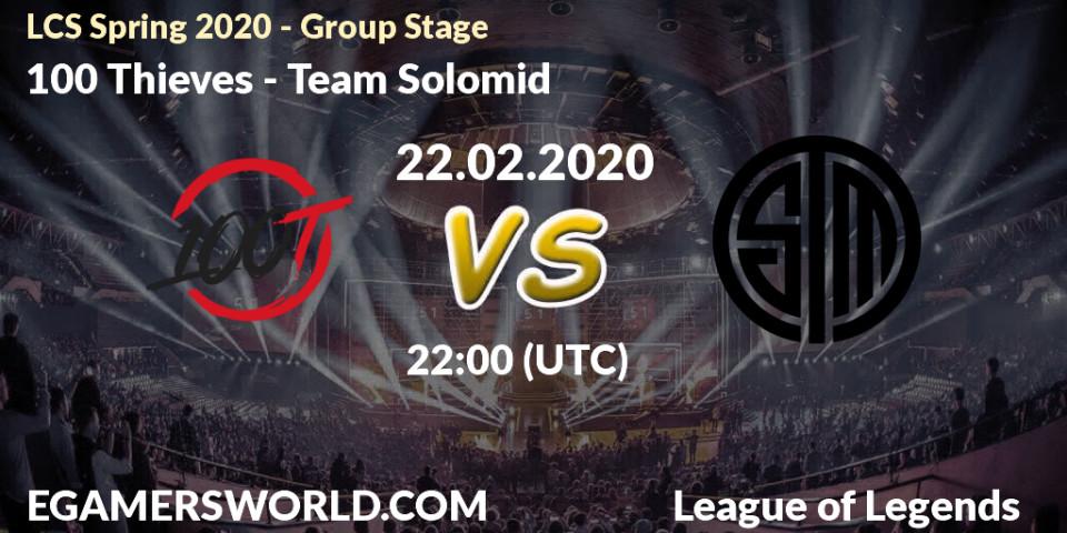 Pronósticos 100 Thieves - Team Solomid. 22.02.20. LCS Spring 2020 - Group Stage - LoL