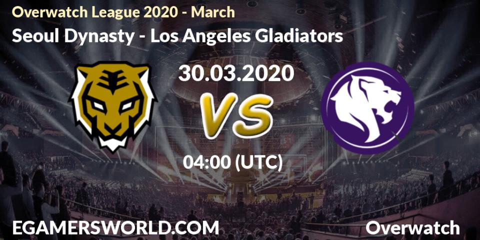 Pronósticos Seoul Dynasty - Los Angeles Gladiators. 29.03.20. Overwatch League 2020 - March - Overwatch