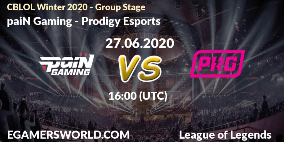Pronósticos paiN Gaming - Prodigy Esports. 27.06.20. CBLOL Winter 2020 - Group Stage - LoL