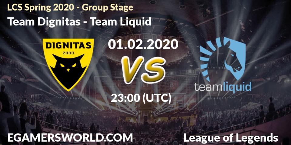 Pronósticos Team Dignitas - Team Liquid. 01.02.20. LCS Spring 2020 - Group Stage - LoL
