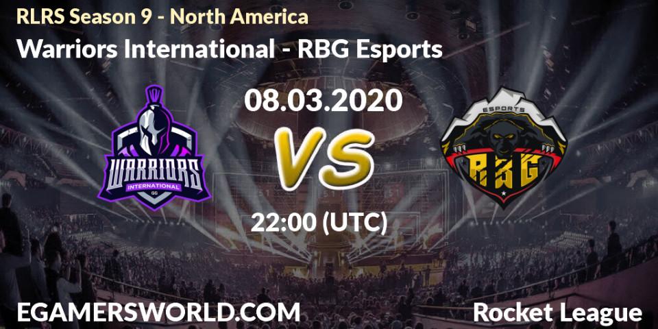 Pronósticos Warriors International - RBG Esports. 08.03.20. RLRS Season 9 - North America - Rocket League