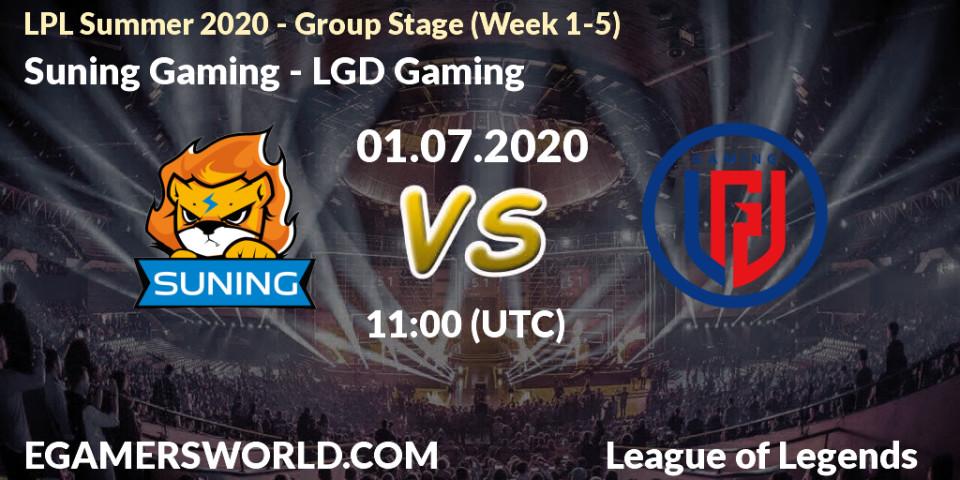 Pronósticos Suning Gaming - LGD Gaming. 01.07.2020 at 11:58. LPL Summer 2020 - Group Stage (Week 1-5) - LoL