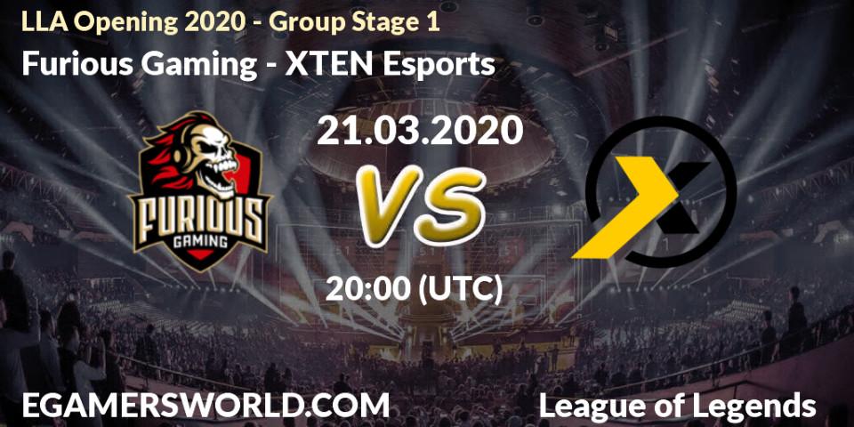 Pronósticos Furious Gaming - XTEN Esports. 04.04.20. LLA Opening 2020 - Group Stage 1 - LoL