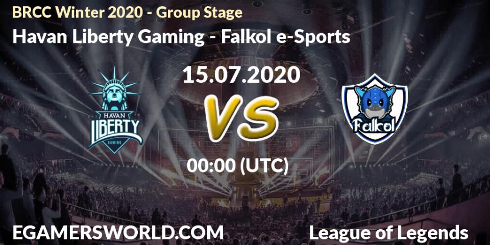 Pronósticos Havan Liberty Gaming - Falkol e-Sports. 15.07.20. BRCC Winter 2020 - Group Stage - LoL