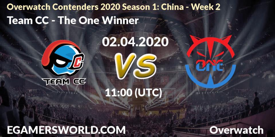 Pronósticos Team CC - The One Winner. 02.04.20. Overwatch Contenders 2020 Season 1: China - Week 2 - Overwatch
