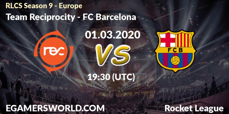 Pronósticos Team Reciprocity - FC Barcelona. 01.03.20. RLCS Season 9 - Europe - Rocket League
