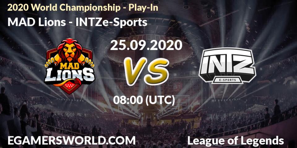 Pronósticos MAD Lions - INTZ e-Sports. 25.09.2020 at 08:00. 2020 World Championship - Play-In - LoL