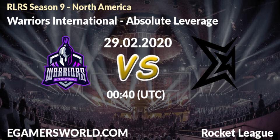 Pronósticos Warriors International - Absolute Leverage. 29.02.20. RLRS Season 9 - North America - Rocket League