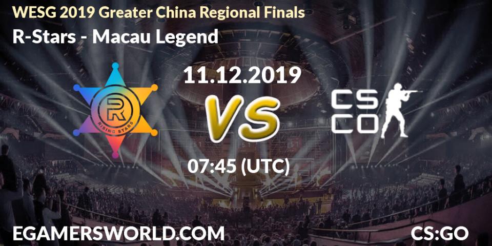 Pronósticos R-Stars - Macau Legend. 11.12.2019 at 07:50. WESG 2019 Greater China Regional Finals - Counter-Strike (CS2)