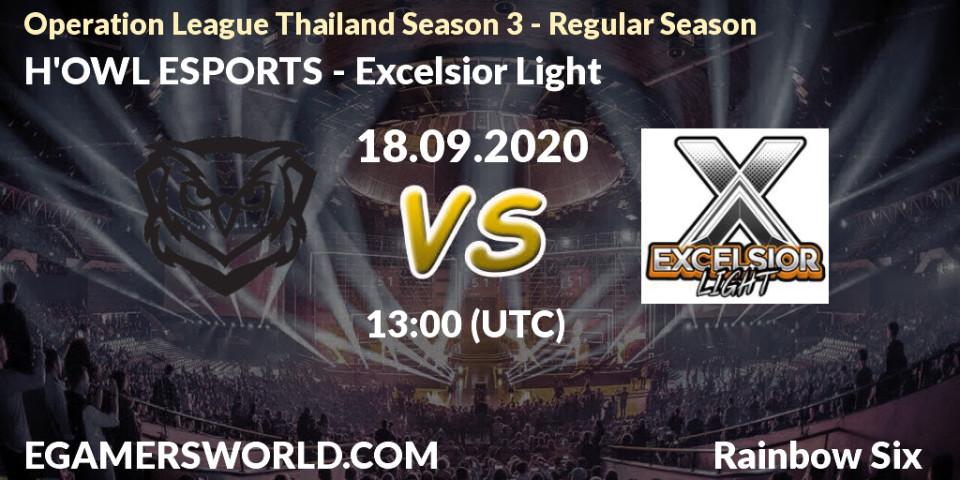 Pronósticos H'OWL ESPORTS - Excelsior Light. 18.09.2020 at 13:00. Operation League Thailand Season 3 - Regular Season - Rainbow Six