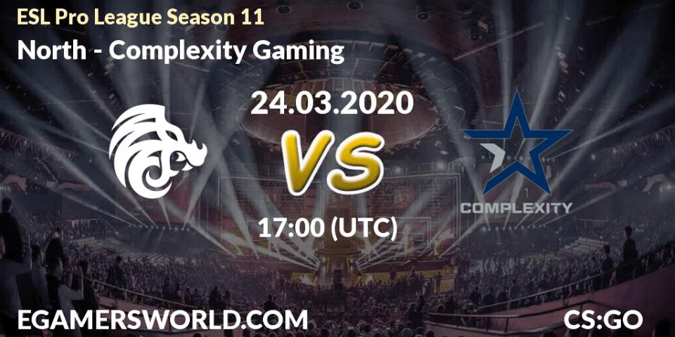 Pronósticos North - Complexity Gaming. 24.03.2020 at 17:25. ESL Pro League Season 11: Europe - Counter-Strike (CS2)