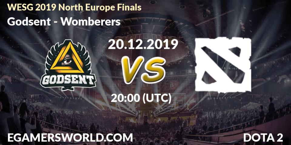 Pronósticos Godsent - Womberers. 20.12.19. WESG 2019 North Europe Finals - Dota 2