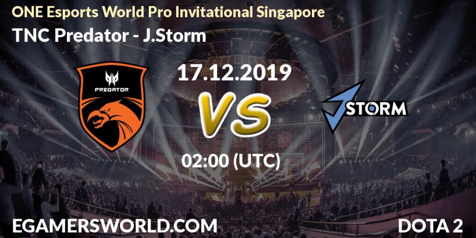 Pronósticos TNC Predator - J.Storm. 17.12.19. ONE Esports World Pro Invitational Singapore - Dota 2
