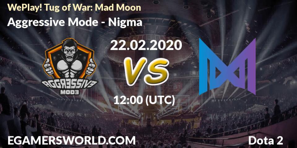 Pronósticos Aggressive Mode - Nigma. 22.02.20. WePlay! Tug of War: Mad Moon - Dota 2