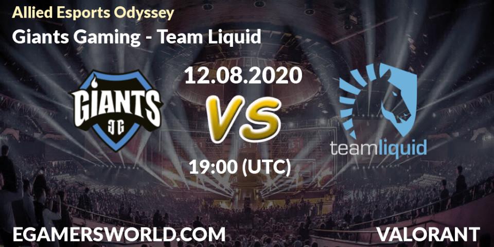 Pronósticos Giants Gaming - Team Liquid. 12.08.20. Allied Esports Odyssey - VALORANT