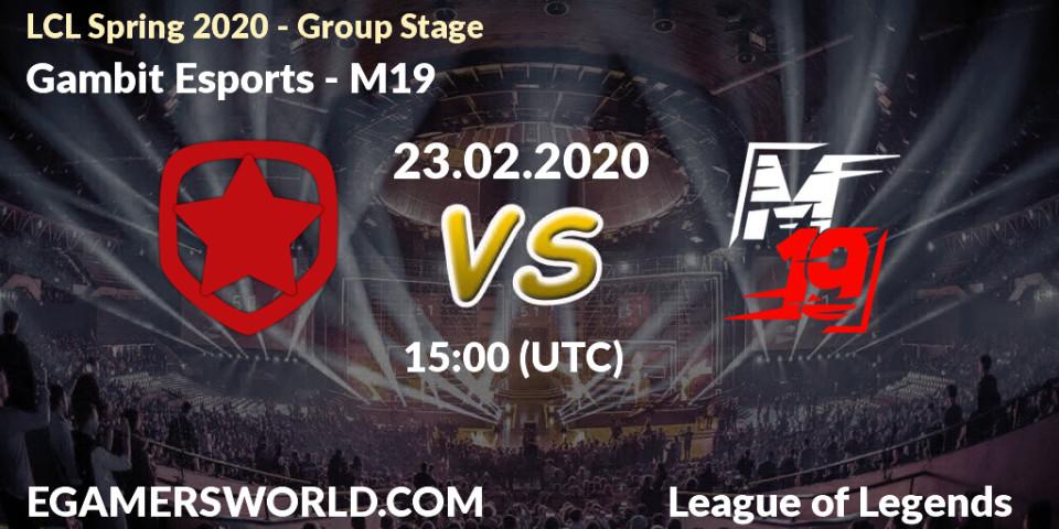 Pronósticos Gambit Esports - M19. 23.02.20. LCL Spring 2020 - Group Stage - LoL