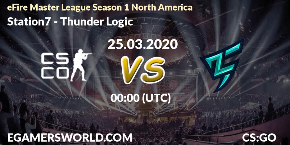 Pronósticos Station7 - Thunder Logic. 25.03.2020 at 00:10. eFire Master League Season 1 North America - Counter-Strike (CS2)