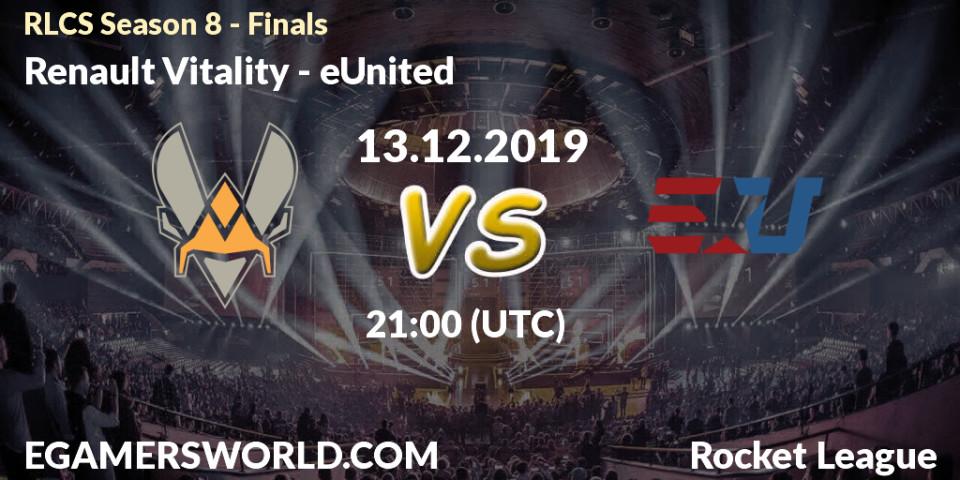 Pronósticos Renault Vitality - eUnited. 13.12.19. RLCS Season 8 - Finals - Rocket League