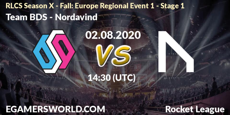 Pronósticos Team BDS - Nordavind. 02.08.20. RLCS Season X - Fall: Europe Regional Event 1 - Stage 1 - Rocket League