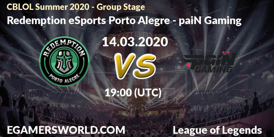 Pronósticos Redemption eSports Porto Alegre - paiN Gaming. 14.03.20. CBLOL Summer 2020 - Group Stage - LoL