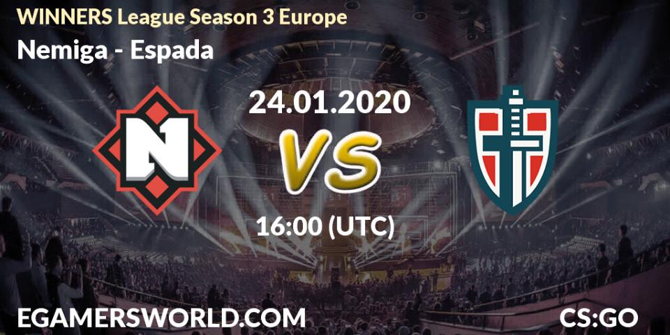 Pronósticos Nemiga - Espada. 24.01.20. WINNERS League Season 3 Europe - CS2 (CS:GO)