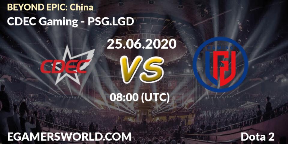 Pronósticos CDEC Gaming - PSG.LGD. 25.06.2020 at 08:01. BEYOND EPIC: China - Dota 2