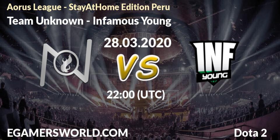 Pronósticos Team Unknown - Infamous Young. 28.03.20. Aorus League - StayAtHome Edition Peru - Dota 2