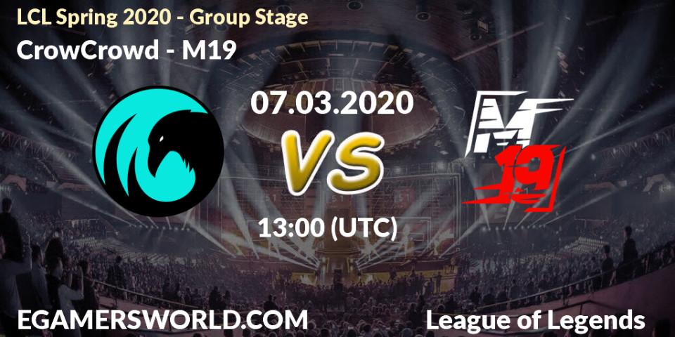 Pronósticos CrowCrowd - M19. 07.03.20. LCL Spring 2020 - Group Stage - LoL
