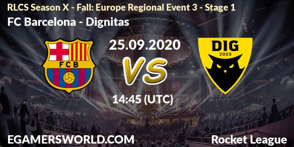 Pronósticos FC Barcelona - Dignitas. 25.09.20. RLCS Season X - Fall: Europe Regional Event 3 - Stage 1 - Rocket League