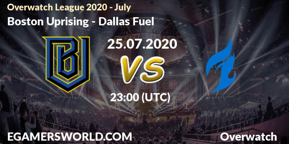 Pronósticos Boston Uprising - Dallas Fuel. 25.07.20. Overwatch League 2020 - July - Overwatch