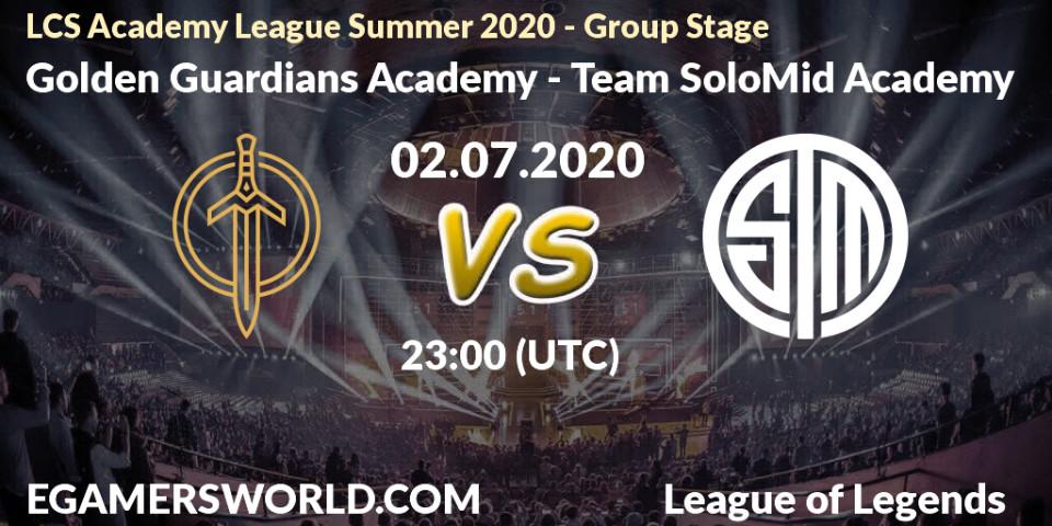 Pronósticos Golden Guardians Academy - Team SoloMid Academy. 02.07.2020 at 23:00. LCS Academy League Summer 2020 - Group Stage - LoL