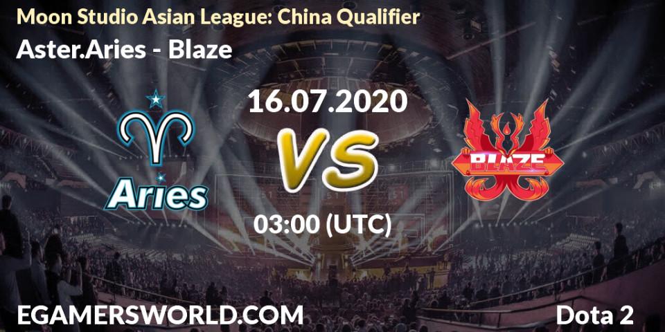 Pronósticos Aster.Aries - Blaze. 16.07.2020 at 12:26. Moon Studio Asian League: China Qualifier - Dota 2