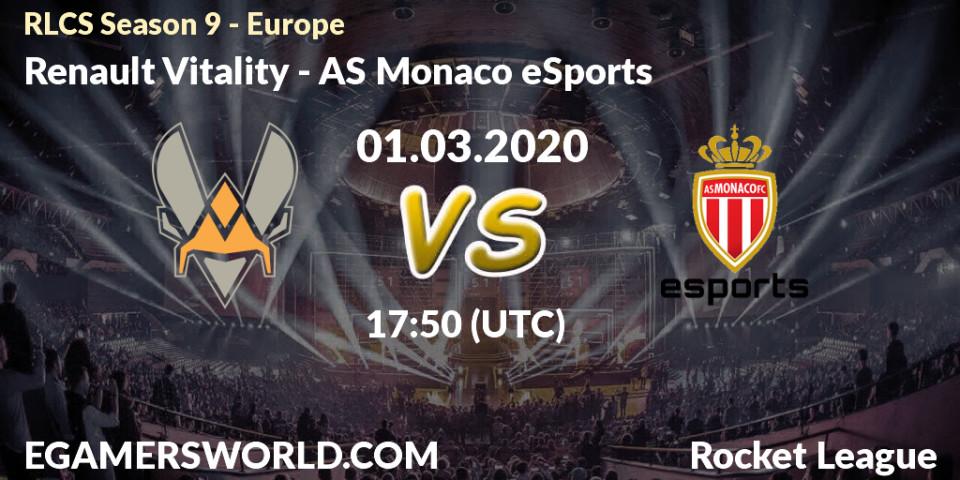 Pronósticos Renault Vitality - AS Monaco eSports. 01.03.20. RLCS Season 9 - Europe - Rocket League