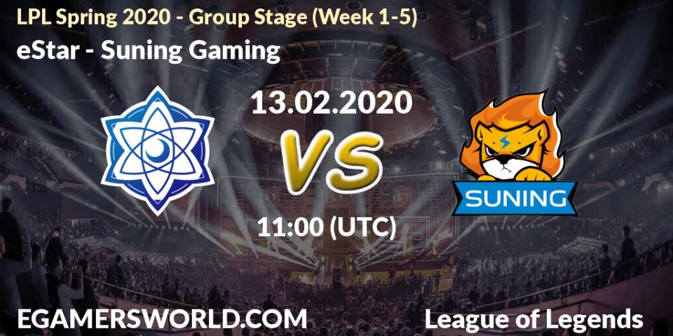 Pronósticos eStar - Suning Gaming. 10.03.2020 at 11:00. LPL Spring 2020 - Group Stage (Week 1-4) - LoL