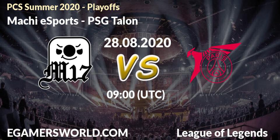 Pronósticos Machi eSports - PSG Talon. 28.08.2020 at 14:33. PCS Summer 2020 - Playoffs - LoL