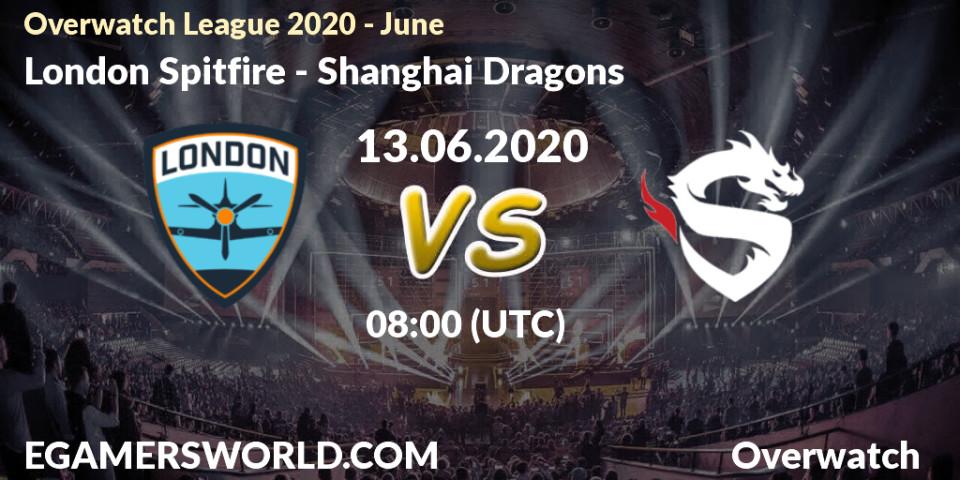 Pronósticos London Spitfire - Shanghai Dragons. 13.06.20. Overwatch League 2020 - June - Overwatch