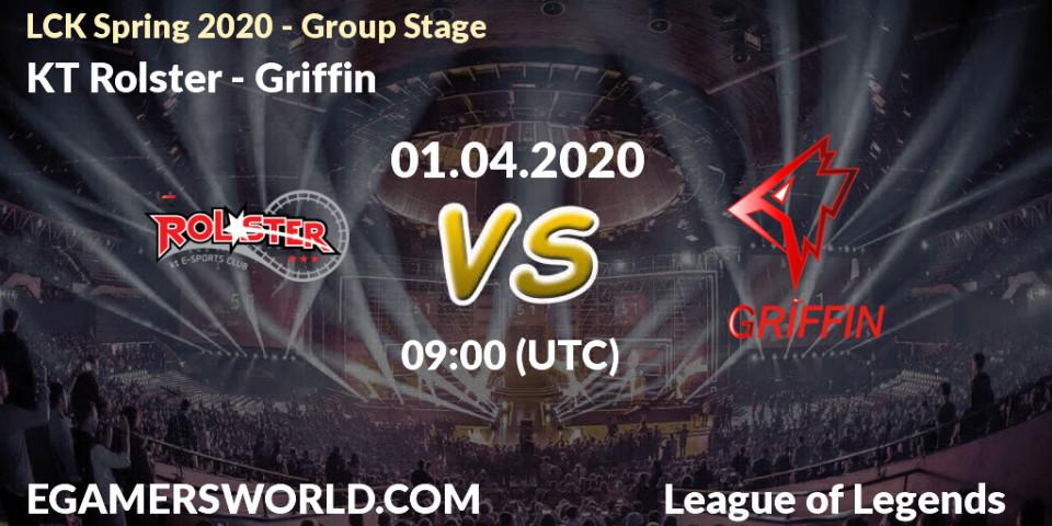 Pronósticos KT Rolster - Griffin. 01.04.20. LCK Spring 2020 - Group Stage - LoL