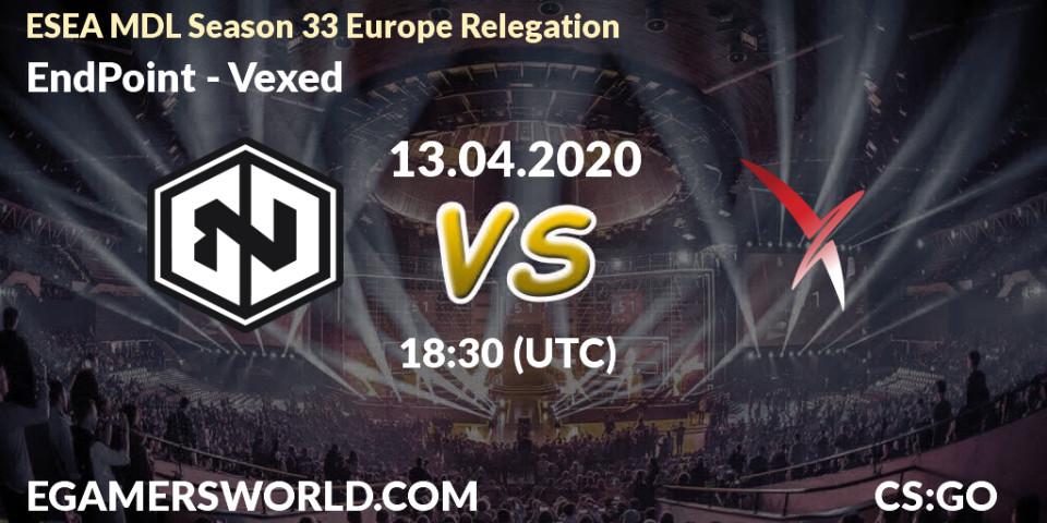 Pronósticos EndPoint - Vexed. 13.04.2020 at 18:35. ESEA MDL Season 33 Europe Relegation - Counter-Strike (CS2)