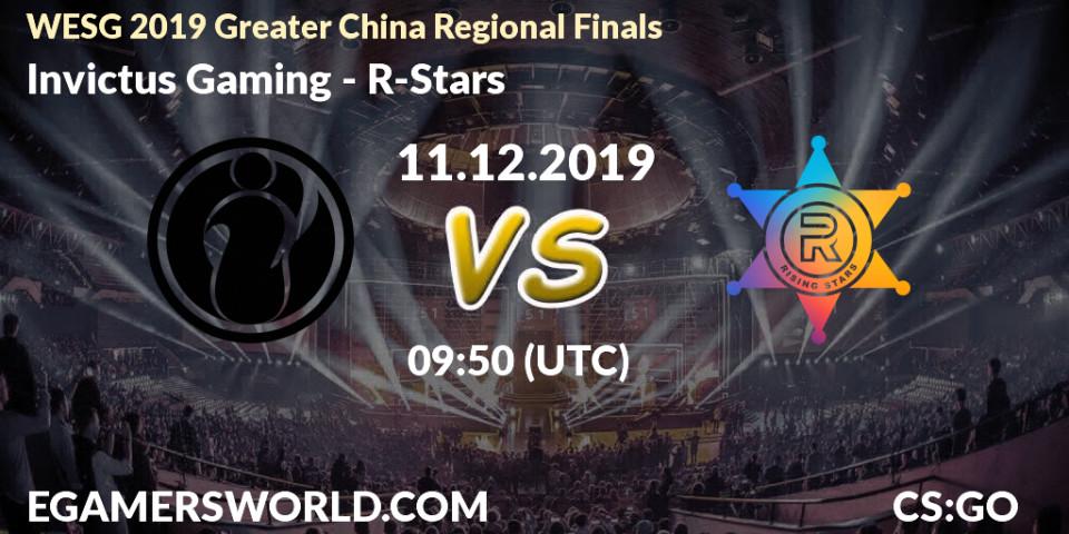 Pronósticos Invictus Gaming - R-Stars. 11.12.19. WESG 2019 Greater China Regional Finals - CS2 (CS:GO)