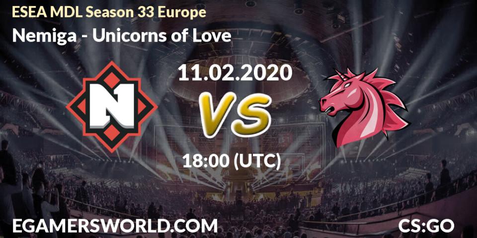 Pronósticos Nemiga - Unicorns of Love. 11.02.2020 at 18:10. ESEA MDL Season 33 Europe - Counter-Strike (CS2)
