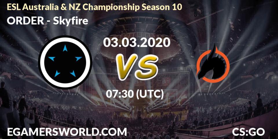 Pronósticos ORDER - Skyfire. 03.03.2020 at 07:55. ESL Australia & NZ Championship Season 10 - Counter-Strike (CS2)