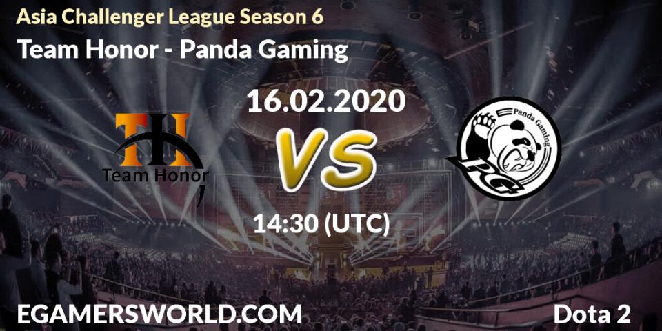 Pronósticos Team Honor - Panda Gaming. 20.02.20. Asia Challenger League Season 6 - Dota 2