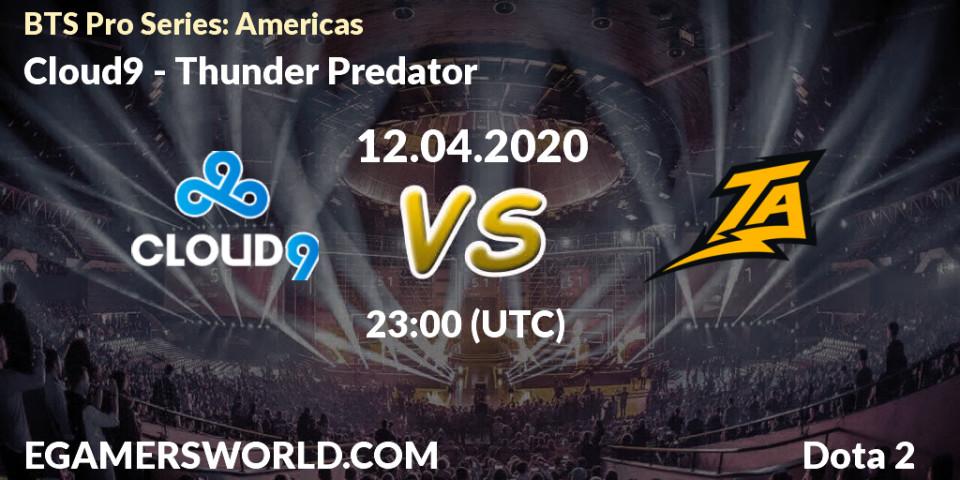 Pronósticos Cloud9 - Thunder Predator. 12.04.20. BTS Pro Series: Americas - Dota 2
