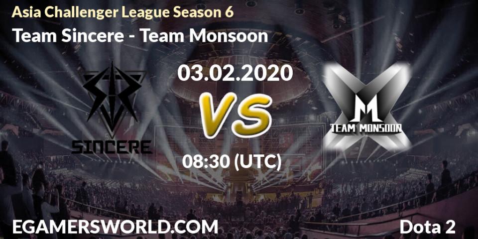 Pronósticos Team Sincere - Team Monsoon. 03.02.20. Asia Challenger League Season 6 - Dota 2