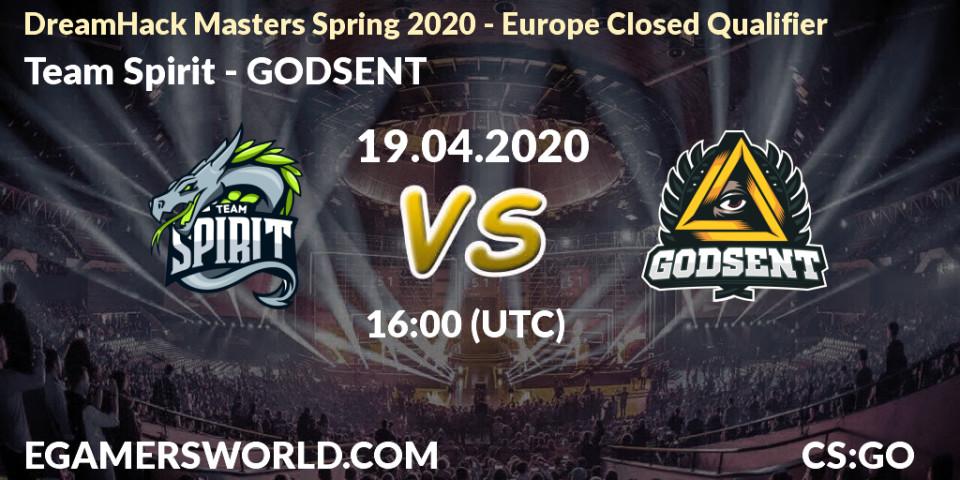 Pronósticos Team Spirit - GODSENT. 19.04.2020 at 16:00. DreamHack Masters Spring 2020 - Europe Closed Qualifier - Counter-Strike (CS2)