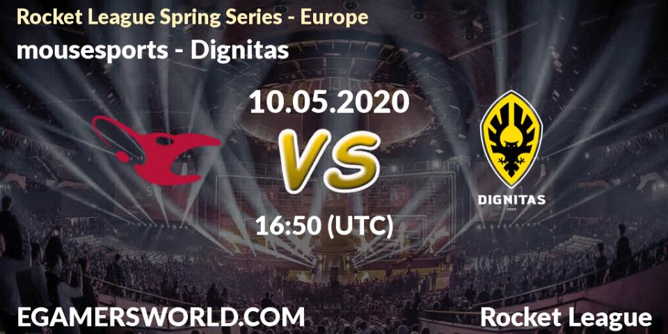 Pronósticos mousesports - Dignitas. 10.05.20. Rocket League Spring Series - Europe - Rocket League