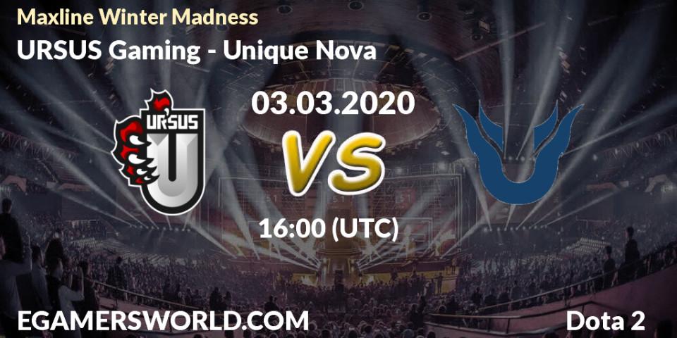 Pronósticos URSUS Gaming - Unique Nova. 03.03.20. Maxline Winter Madness - Dota 2