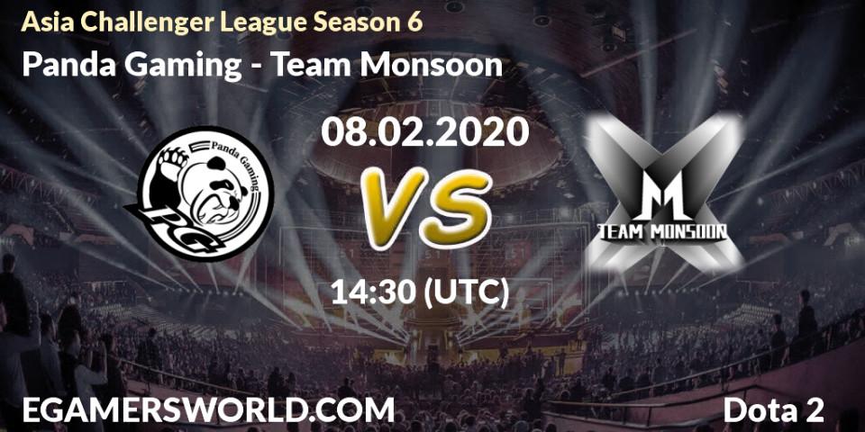 Pronósticos Panda Gaming - Team Monsoon. 08.02.20. Asia Challenger League Season 6 - Dota 2