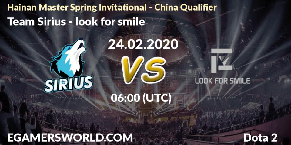 Pronósticos Team Sirius - look for smile. 24.02.20. Hainan Master Spring Invitational - China Qualifier - Dota 2