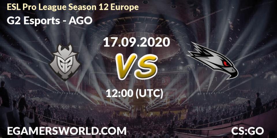 Pronósticos G2 Esports - AGO. 17.09.2020 at 12:00. ESL Pro League Season 12 Europe - Counter-Strike (CS2)